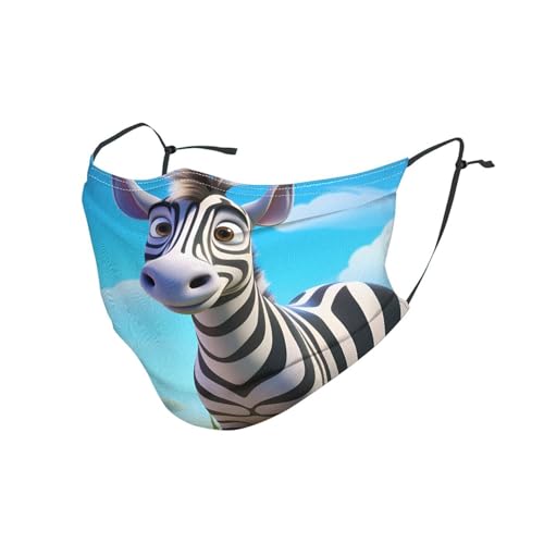 YYHWHJDE Erwachsenenmasken, waschbar, weich, atmungsaktiv, geeignet für Camping, Laufen, Reisen, den täglichen Gebrauch, Cartoon-Zebra-Bild von YYHWHJDE
