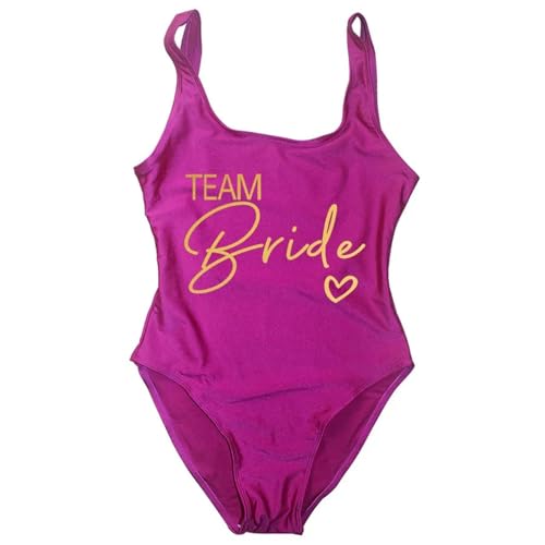 YYNLIN Bikini Lose Braut Badeanzug Frauengruppe Braut EIN Stück Badeanzug Für Strandparty Badeanzug Geeignet-lila Team2-l von YYNLIN