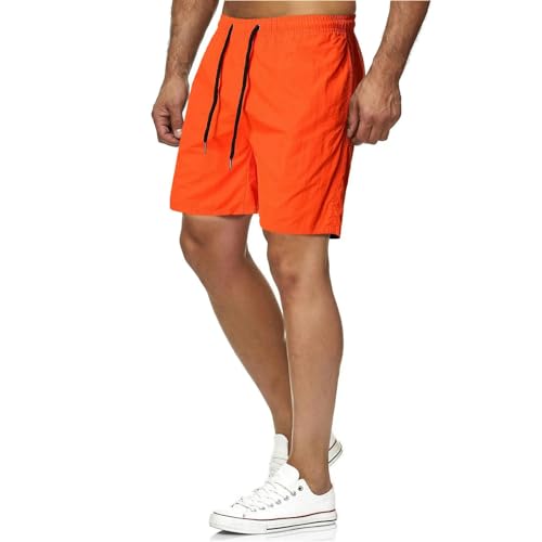 YYNLIN Shorts Herren Herren Schnell Trocknende Solid Color Beach Hosen Herren Sportfitnessshorts Für Männer-orange-XL von YYNLIN