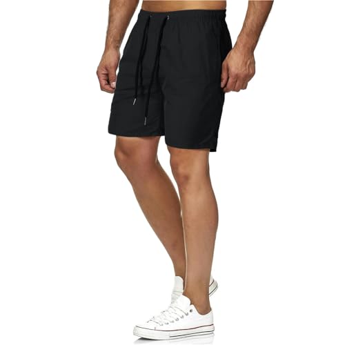 YYNLIN Shorts Herren Herren Schnell Trocknende Solid Color Beach Hosen Herren Sportfitnessshorts Für Männer-schwarz-m von YYNLIN