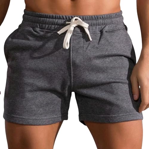 YYNLIN Shorts Herren Sommer -fitnesshosen Für Die Lässige Schlanke Schleiche Für Männer, Die Elastische Taille -Kordel -Kordel -Kordel -Shorts Sind-02 Dunkelgrau-XXL von YYNLIN
