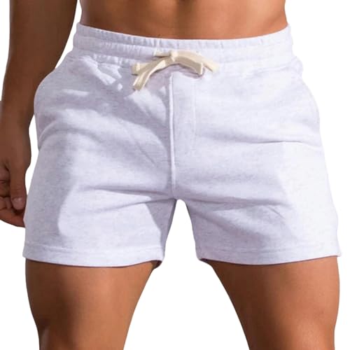 YYNLIN Shorts Herren Sommer -fitnesshosen Für Die Lässige Schlanke Schleiche Für Männer, Die Elastische Taille -Kordel -Kordel -Kordel -Shorts Sind-03 Weiß-XL von YYNLIN