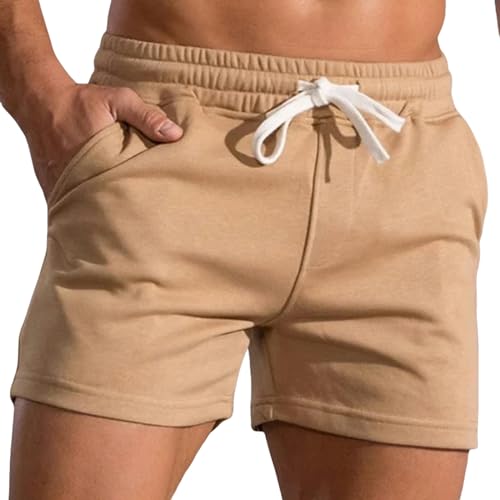 YYNLIN Shorts Herren Sommer -fitnesshosen Für Die Lässige Schlanke Schleiche Für Männer, Die Elastische Taille -Kordel -Kordel -Kordel -Shorts Sind-05 Khaki-XXL von YYNLIN