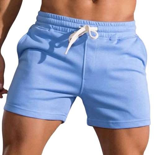 YYNLIN Shorts Herren Sommer -fitnesshosen Für Die Lässige Schlanke Schleiche Für Männer, Die Elastische Taille -Kordel -Kordel -Kordel -Shorts Sind-06 Blau-XL von YYNLIN