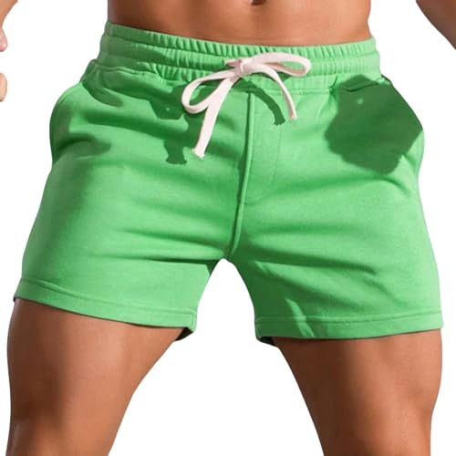 YYNLIN Shorts Herren Sommer -fitnesshosen Für Die Lässige Schlanke Schleiche Für Männer, Die Elastische Taille -Kordel -Kordel -Kordel -Shorts Sind-07 Grün-XL von YYNLIN