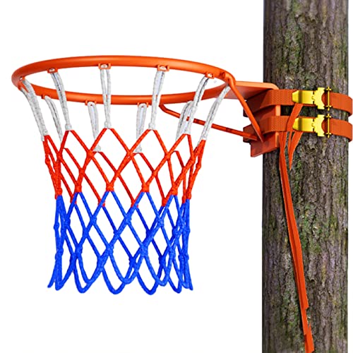 Basketballfelge mit verstellbarem Riemen, Basketballkorb-Außenbaumhalterung, Basketballtor mit robustem Netz, Allwetter für drinnen und draußen von YYNLJY