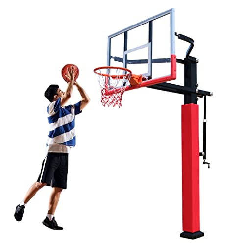 Basketballständer, Fester Basketballkorb für Erwachsene und Jugendliche, die verstellbare Höhe des hebbaren, gehärteten Rückenbretts beträgt 1,4–3,05 m von YYNLJY