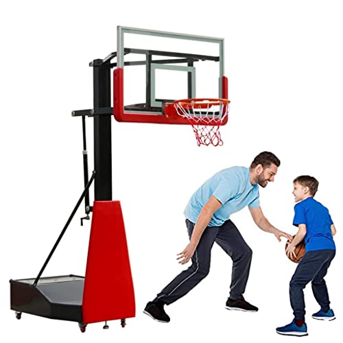 Basketballständer, beweglicher Schwerer Basketballkorb, höhenverstellbar von 1,4–3,05 m, langlebiges, gehärtetes Rückenbrett und Stahlrahmen von YYNLJY