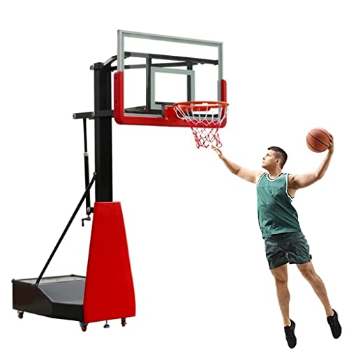 Basketballständer, mobiler Basketballkorb für Erwachsene und Jugendliche, mit Stahlrahmen, gehärtetem Rückenbrett und verstaubarer Basis, verstellbar von 1,4–3,05 m von YYNLJY