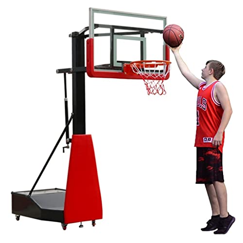 Basketballständer Schwerer Basketballkorb aus Stahl, bewegliches Dunk-System für den Innen- und Außenbereich, Höhenverstellung 1,4–3,05 m, kann 250 kg tragen von YYNLJY
