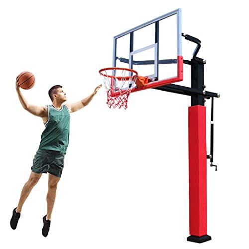 Basketballständer für den Außenbereich, Fester Hebe-Basketballkorb, Dunk-System für Erwachsene und Jugendliche, gehärtetes 47/55-Zoll-Rückbrett von YYNLJY