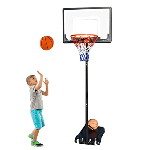 Tragbarer anhebbarer Basketballkorb für Kinder, Kindergarten-Schul-Basketballtraining, höhenverstellbar 1,6–2,1 m von YYNLJY