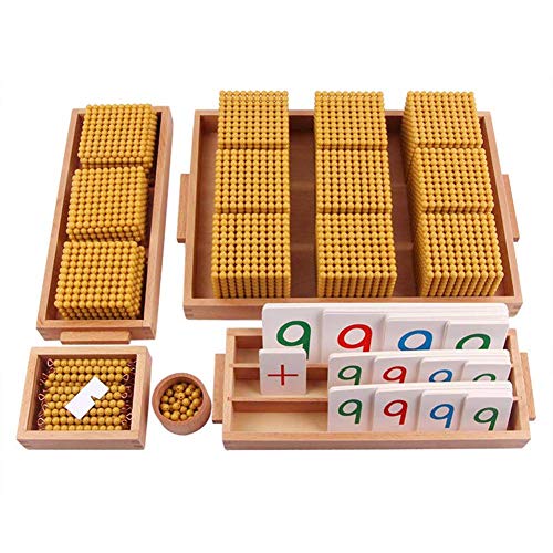 YYSDH Montessori Goldenes Korn Material-Set, Holz Dezimal Bank Spiel Elementary Math Manipulatives Mathematikunterrichtshilfen Für Kindergarten-Spielzeuge von YYSDH