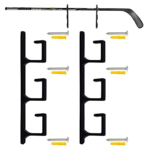 YYST Hockeyschläger-Wandhalterung für Hockeyschläger, mit Schrauben, Schwarz, 2 Stück von YYST