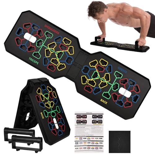YYTECH 12 in 1 Faltbare Liegestütze Brett mit Handgriff, Premium Liegestützbrett Set, Push Up Board, liegestütze brett, für Zuhause Calisthenics Equipment für Ganzkörper-Training & Effektive von YYTECH