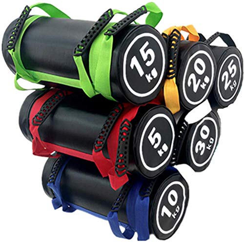 Power Bag Fitness Sandsack PVC Verstellbarer Gewichts Sandsack mit Griffen, Gewichtheben Hantel für Heimtraining, Fitness, Laufen, Yoga,Black 25kg (Empty Leather) von YZBBSH