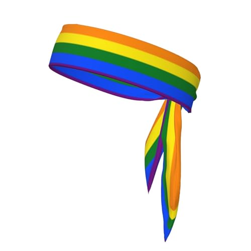 Sport-Kopfband, Gay-Pride-Flagge, Regenbogen-Krawatte, Schweißband, Stirnband für Herren und Damen, elastisches Bandana, verstellbar, rutschfest, Feuchtigkeitstransport, für Laufen, Fußball, Yoga, von YZDPLO