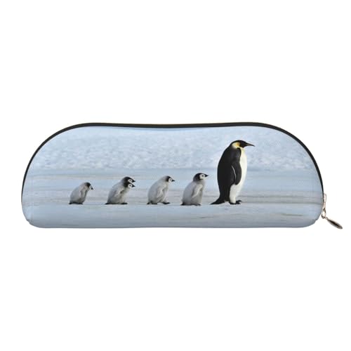 YZHYWJFF Five Penguins Bedruckte halbrunde Aufbewahrungstasche aus Leder, geeignet für Schule, Arbeit und Geschäftsreisen, gold, Einheitsgröße, Kulturbeutel von YZHYWJFF