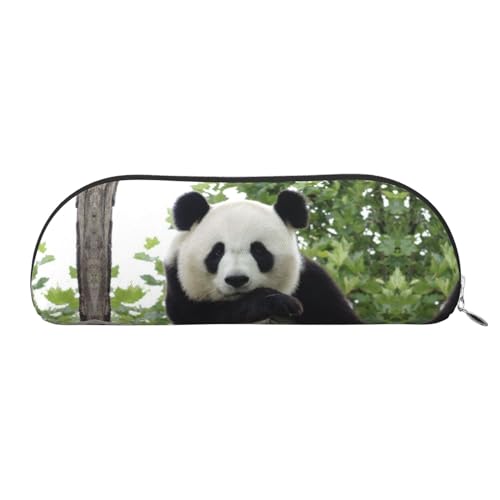 YZHYWJFF Schöne halbrunde Aufbewahrungstasche aus Leder mit Panda-Aufdruck, geeignet für Schule, Arbeit und Geschäftsreisen, silber, Einheitsgröße, Kulturbeutel von YZHYWJFF