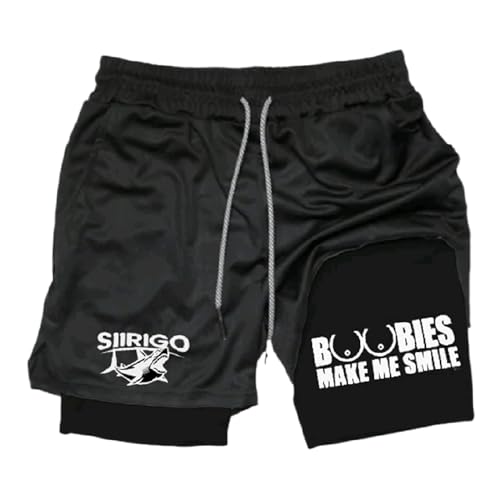 Siirigo Shorts Herren, Sexy Boobs Grafik-Print-Fitness-Performance-Shorts, Laufshorts mit Handytasche (XL,D-2) von Yacriso