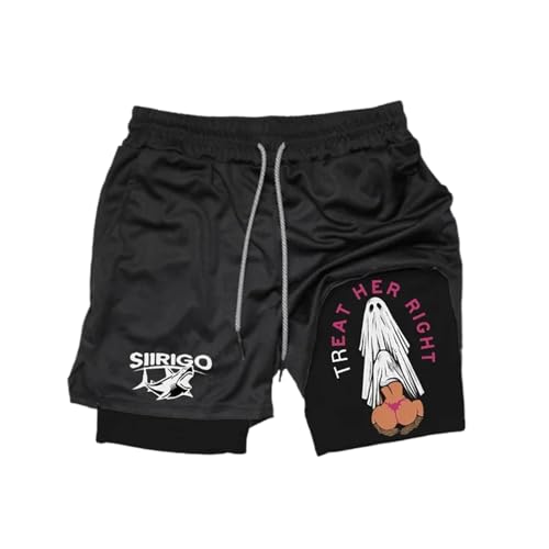 Siirigo Shorts Herren, Sexy Boobs Grafik-Print-Fitness-Performance-Shorts, Laufshorts mit Handytasche (XXL,B-1) von Yacriso