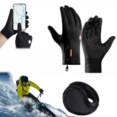 Tozuor Thermal Gloves, Tozuor Gloves, Tozuor Winter Waterproof Windproof Cycling Driving Touch Screen Gloves (Black,Large) von Yagerod