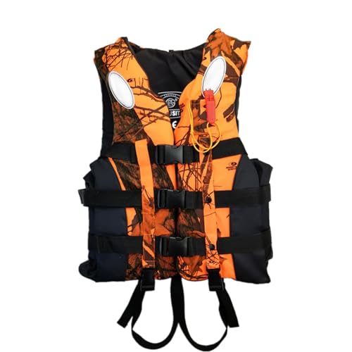 Yahbrra Swimming Vest Kinder Schwimmweste, Ideale Schwimmhilfe für Jungen, Schwimmen Jacke mit Einstellbare Sicherheits Straps(Color:Orange Leaves,Size:3XL) von Yahbrra