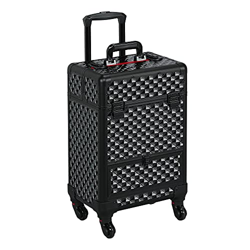 Yaheetech Alu Kosmetikkoffer Friseurkoffer Trolley Schminkoffer Beauty Case 34,3 x 24,2 x 55,5 cm schwarz von Yaheetech