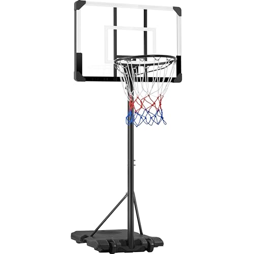 Yaheetech Basketballständer Basketballkorb mit Rollen Basketballanlage für Indoor oder Outdoor Höhenverstellbare Korbanlage Standfuß mit Wasser oder Sand befüllbar Weiß 226,5 cm 256,5cm von Yaheetech