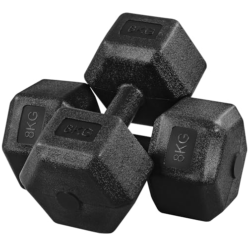 Yaheetech Hanteln Set 2er Kurzhanteln für Krafttraining oder zu Hause Hantelset 2 stück Hanteln Dumbbell Set Fitness 2er Set 2x8 kg von Yaheetech