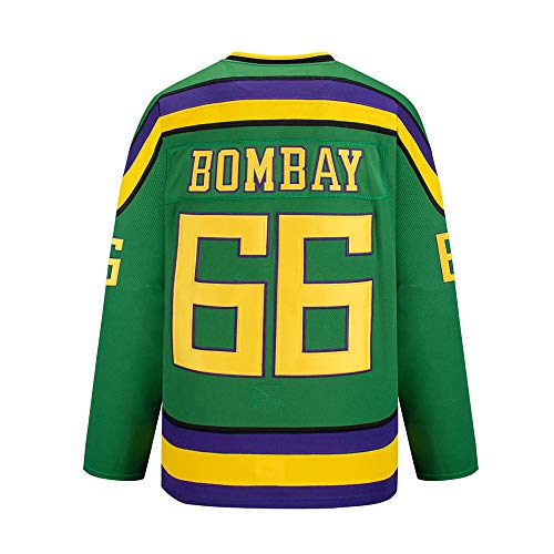 Yajun Gordon Bombay #66 Mighty Ducks Film Eishockey Trikots Jersey NHL Herren Sweatshirts Atmungsaktiv T-Shirt Bekleidung,M von Yajun