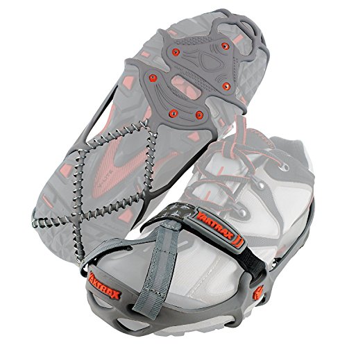 Yaktrax Pro Run Eis & Schnee Griffe für Laufschuhe, 3mm Hartmetall Schuhkrallen & Eisspikes, Unisex, Grau, XL von YakTrax