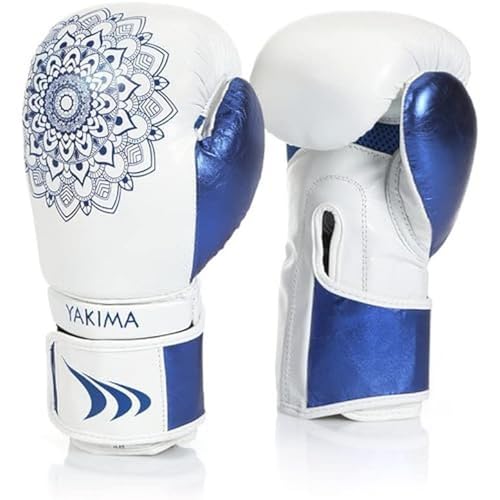 Yakimasport Women's Boxing Gloves Mandala White/Blue von Yakimasport