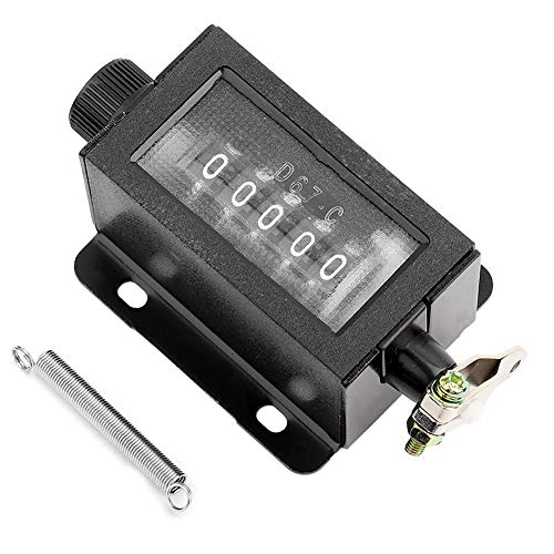 Yanmis Mechanischer Zähler, 5-stellig 0-99999 Drehknopf zurücksetzbar Schwarzrotations-Klickzähler mit Feder Manueller Handzughub-Zählarithmometer, Zähler ziehen von Yanmis