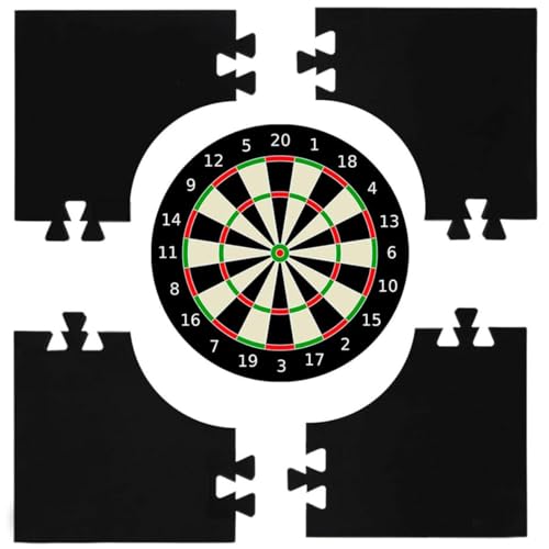 Yanneli Moskado Quadratische Dartscheiben-Rückwand-Umrandung, Dartscheiben-Schutz, Surround-Dartscheiben-Zubehör, 4 Stück gespleißte Dartscheiben-Wandschutz, keine Befestigungen erforderlich (schwarz) von Yanneli