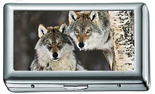 Animals Norway Gray Wolf Wolves Zigarettenetui / -schachtel Visitenkartenetui Edelstahlgehäuse Silber Metall-Geldbörsenschutz von Yanteng