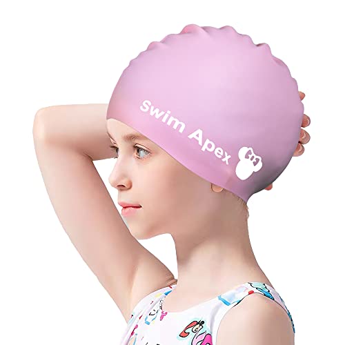 Yanxi Swim Apex Badekappe für Kinder, Premium Soft Silikon Schwimmmütze, Jungen und Mädchen Badekappe,wasserdichte Bademütze, Bequeme Passform, langes kurzes Haar, Violett, Einheitsgröße von Yanxi