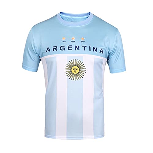 YaoLuDeer WM-Trikot 2022 Fußballmeister 3 Sterne Argentinien Jersey Fans T-Shirt Erwachsener Fußball Rugby,Argentina,M(175cm) von YaoLuDeer