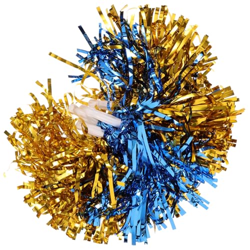Yardwe 12 Stück Blaue Und Goldene Pompons Sporttreffen Requisite Pompons Cheer Pompons Outdoor Cheerleader Requisite Dekorative Pompons Wiederverwendbare Cheerleader Pompons von Yardwe