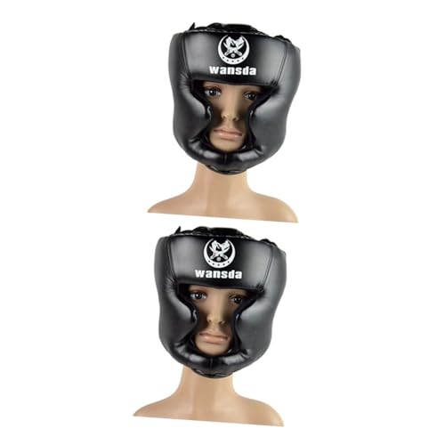 Yardwe 2St Boxhelm schwarzer Kopfschmuck Muay-Thai-Kopfbedeckung bewachen Helme für Erwachsene Muay Thai Kick Brace Kopfschutz geschlossener Boxkopfschutz einstellbar Ausrüstung Kind von Yardwe