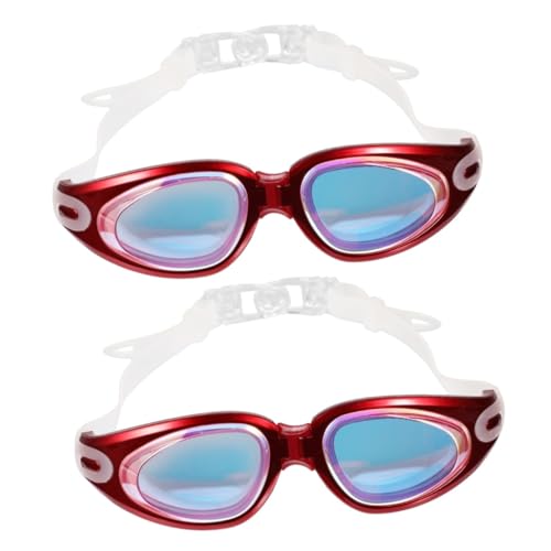 Yardwe 2st Bunte Schwimmbrille Für Erwachsene Sicherheitsbrillen Anti-spucke-brille Verspiegelte Schwimmbrille Augenschutz Schwimmen Uv-schutzbrille Nein Zubehör Silikon Rot Wasserdicht von Yardwe
