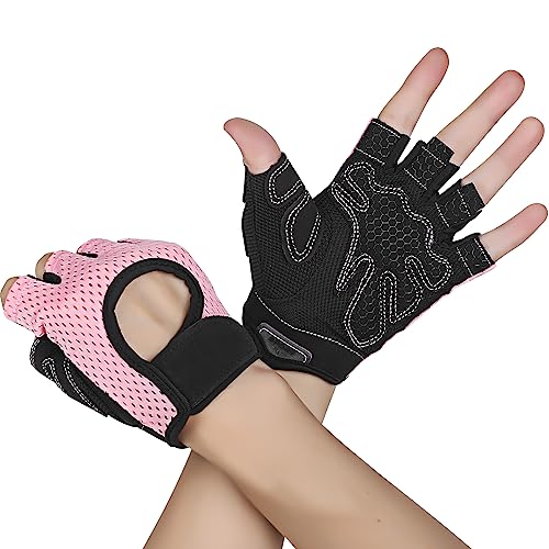 Yasdyri Fitness Handschuhe Damen Herren Trainingshandschuhe 2 Stück Anti Rutsch Silikon Atmungsaktive Sporthandschuhe für Gewichtheben Krafttraining, Handflächenschutz, Radfahren, Bewegung (Rosa, L) von Yasdyri