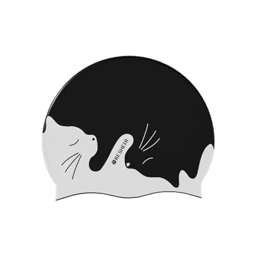 Damen-Badekappe mit langem Haar, Ohrenschutz, wasserdicht, elastischer Silikondruck, Schwimmbadzubehör von Yawdil