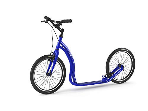 Yedoo Dragstr Tretroller - bis 150 kg, Kickscooter mit Luftreifen 20/20 - Big Wheel Roller Scooter für Erwachsene aus Aluminiumlegierung mit verstellbaren Lenker, Dogscooter, Gewicht 7,4 kg (Blue) von Yedoo