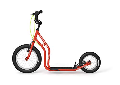 Yedoo Wzoom New Kinder Tretroller - für Kinder ab 6 Jahre, ab 120 cm Körperhöhe, mit Luftreifen 16/12 - für Mädchen und Jungen, Höhenverstellbar mit Ständer und Reflexelementen, rot von Yedoo