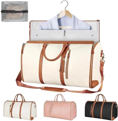 Kleidersack Reisetasche Carry on Faltbare Travel Bag Women Umwandelbarer Handgepäck Sport Mehrzweck-Seesack 2 In 1 Hängender Koffer aus PU-Leder Geschenk (B) von Yelschwa