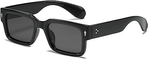 Yeooa Damen einfache Mode quadratische dicke Rahmenstil Sonnenbrille UV-Schutz Sonnenbrille Herren Frauen Trend quadratische Sonnenbrille (Eine Größe,Schwarz) von Yeooa