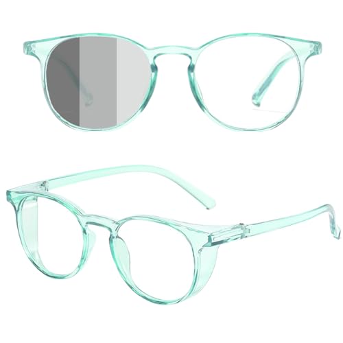 Sicherheitsbrillen Anti-Droplet UV-Schutz photochrom blaues Licht blockierende Brille Leichter Schlagresistent Vintage transparente Schutzbrillen für Männer Frauen, photochrome Sicherheitsbrille von Yeory