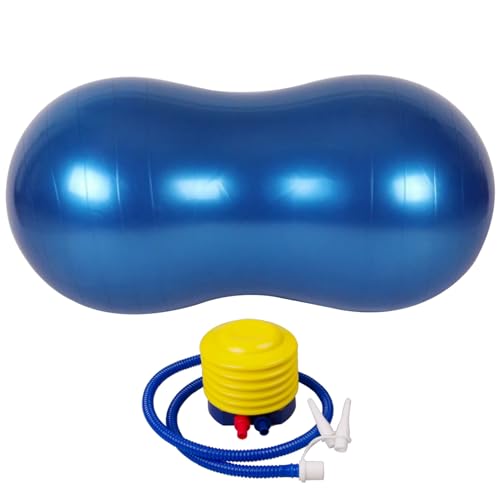 Yeory Erdnussball mit 35x18-Zoll-Burst-resistenter PVC tragbarer, verdickter Yoga-Ball Flexibler Trainingskugel für Therapie, Wehen, Geburts- und Hundetraining (glatt, dunkelblau), Yogamall von Yeory