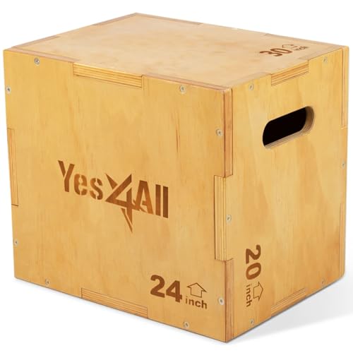 Yes4All 3 in 1 Holz Plyo Box mit 4 verschiedenen Größen - Lieferumfang: Schrauben zur einfachen Montage, Unisex-Erwachsene, D-Light wood color, 76.2cmx60.9cmx50.8cm SGQ6 von Yes4All